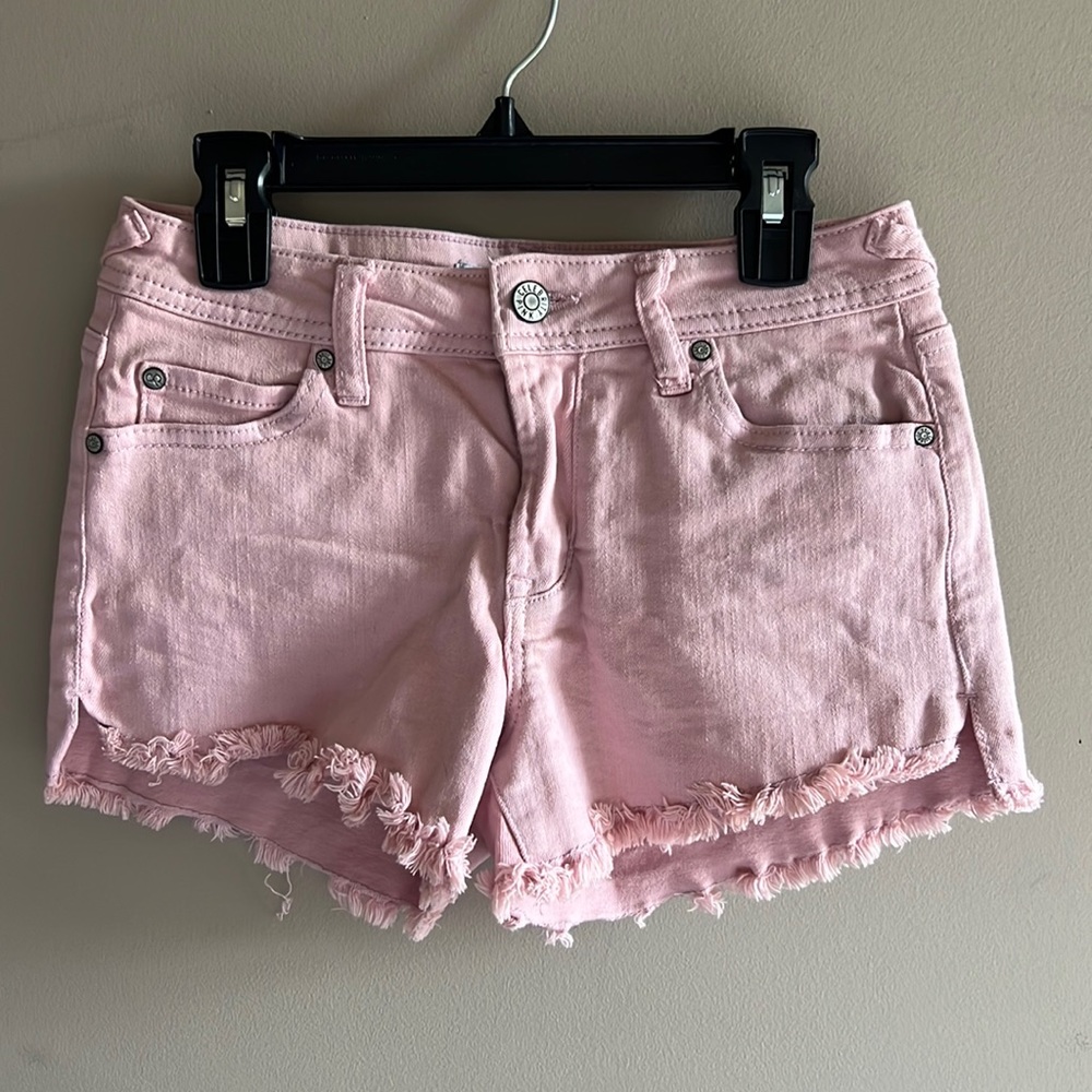 Pink denim shorts